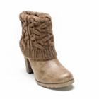 Muk Luks Chris Women's Sweater Cuff Ankle Boots, Girl's, Size: 10, Lt Brown