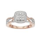 Always Yours Two Tone Sterling Silver 1/3 Carat T.w. Diamond Cluster Engagement Ring, Women's, Size: 7, White