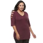 Plus Size Rock & Republic&reg; Embellished Cold-shoulder Cutout Tee, Women's, Size: 2xl, Pink