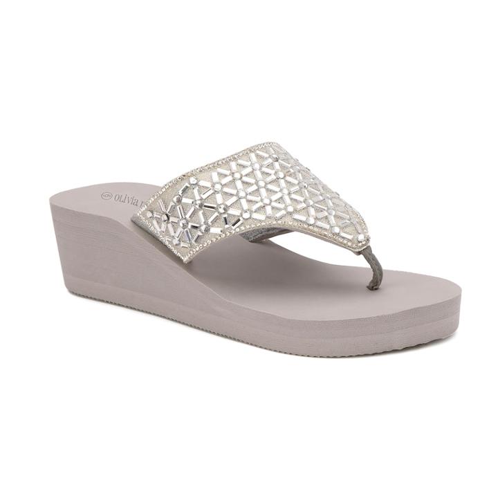 Olivia Miller Tavares Women's Wedge Sandals, Size: 7, Grey