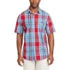 Men's Chaps Classic-fit Plaid Easy-care Button-down Shirt, Size: Medium, Red
