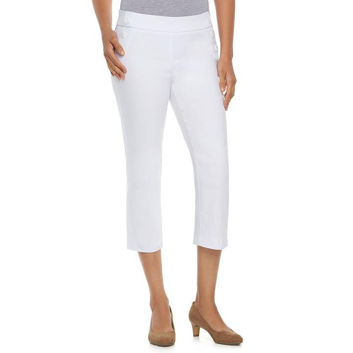 Women's Dana Buchman Millennium Button-accent Capris, Size: Medium, White