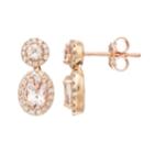 10k Rose Gold Morganite & 1/4 Carat T.w. Diamond Oval Drop Earrings, Women's, Pink