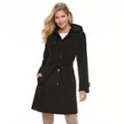 Women's Tower By London Fog Hooded Trench Coat, Size: Large, Black