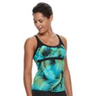Women's Zeroxposur Printed Empire Tankini Top, Size: 12, Blue