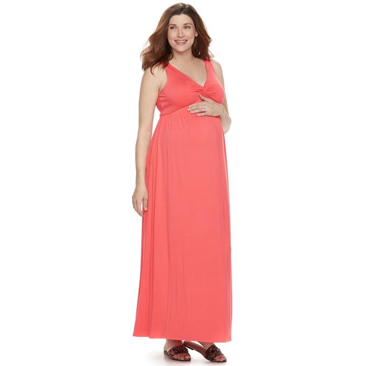 Maternity A:glow Knot Maxi Dress, Women's, Size: S-mat, Med Orange