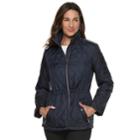 Women's Tower By London Fog Quilted Midweight Jacket, Size: Medium, Blue (navy)