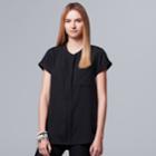 Women's Simply Vera Vera Wang Essential Popover Top, Size: Xs, Black
