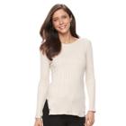Women's Croft & Barrow&reg; Button Side Long Sleeve Top, Size: Xl, Lt Beige