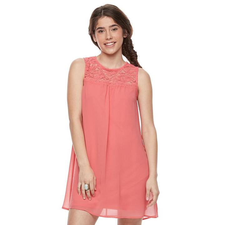 Juniors' Lily Rose Lace-yoke Shift Dress, Girl's, Size: Small, Med Red