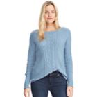 Women's Chaps Textured Cable-knit Sweater, Size: Large, Blue