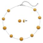 Napier Circle Station Necklace & Stud Earring Set, Women's, Yellow