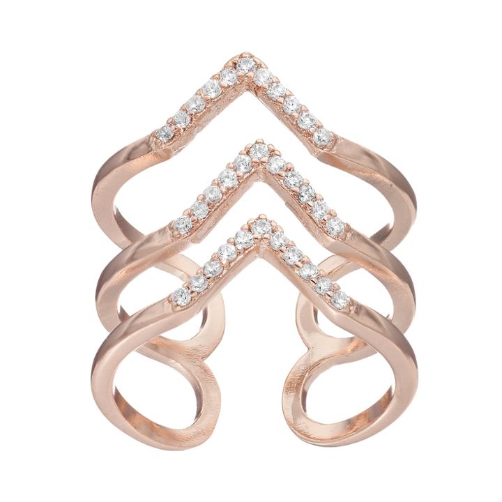 Lc Lauren Conrad 3-row Chevron Open Ring, Women's, Size: 7, Rose Gold Tone