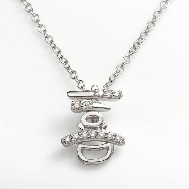 Sophie Miller Sterling Silver Cubic Zirconia Happiness Chinese Symbol Pendant, Women's, Size: 16, White