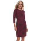 Women's Croft & Barrow&reg; Print Ponte Sheath Dress, Size: Xxl, Dark Red