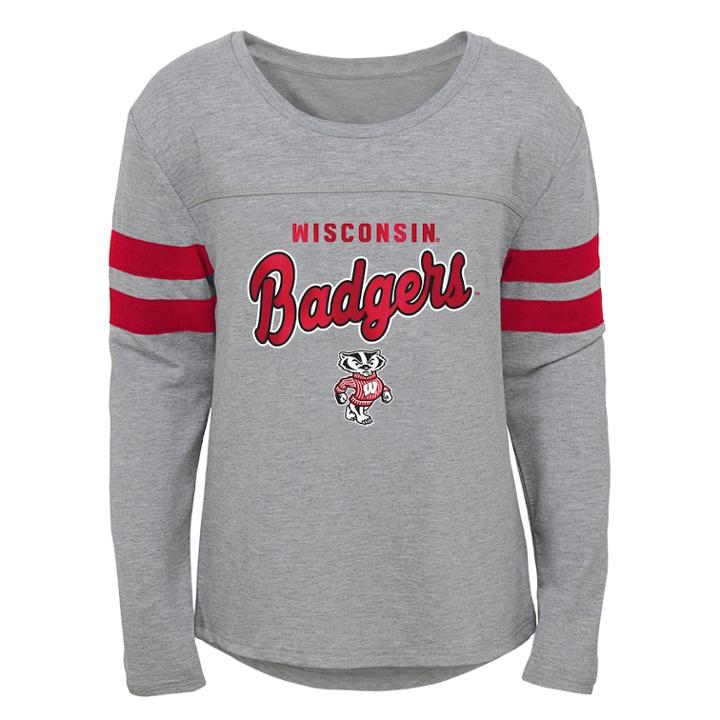 Girls 7-16 Wisconsin Badgers Field Armour Tee, Size: Small, Grey