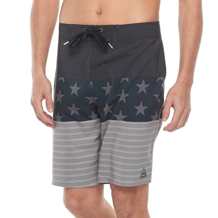 Men's Trinity Collective Unified Stars And Stripes Stretch Board Shorts, Size: 32, Black