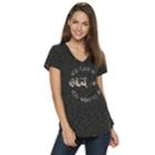 Women's Apt. 9&reg; Graphic V-neck Tee, Size: Xs, Black