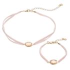 Lc Lauren Conrad Pink Oval Velvet Choker Necklace & Bracelet Set, Women's
