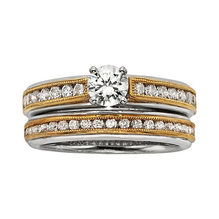 Round-cut Igl Certified Diamond Engagement Ring Set In 14k Gold Two Tone (1 1/4 Ct. T.w.), Women's, Size: 6.50, White