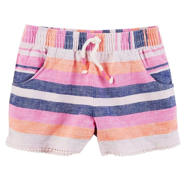Girls 4-8 Carter's Striped Linen-blend Shorts, Girl's, Size: 4, Ovrfl Oth