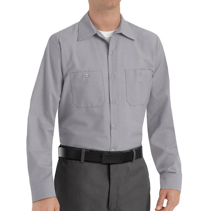 Men's Red Kap Classic-fit Industrial Button-down Work Shirt, Size: Xl, Grey, Durable