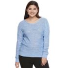 Juniors' Plus Size So&reg; Cross Back Crewneck Sweater, Teens, Size: 2xl, Blue (navy)