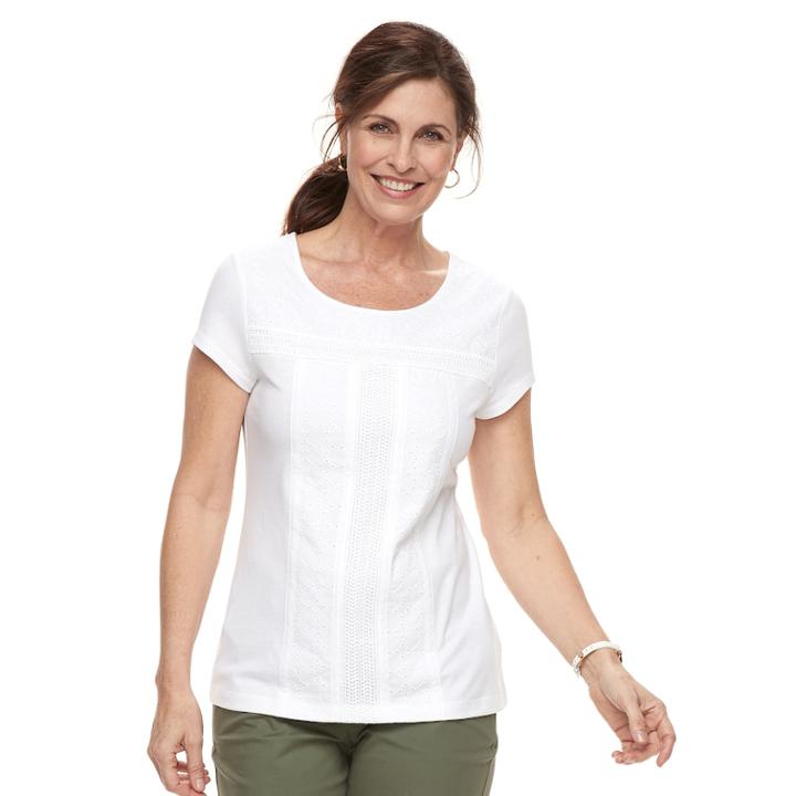 Women's Croft & Barrow&reg; Eyelet Tee, Size: Small, Natural