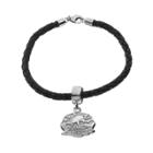Insignia Collection Sterling Silver And Leather St. Florian Charm Bracelet, Size: 7.5, Multicolor