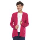 Women's Croft & Barrow&reg; Essential Open Front Cardigan, Size: Large, Dark Pink