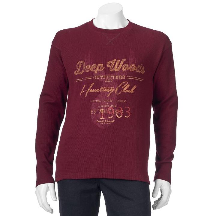 Men's Thermal Outdoor Crewneck Sweatshirt, Size: Large, Med Red