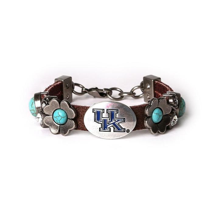 Women's Kentucky Wildcats Turquoise Flower Bracelet, Brown