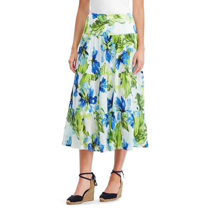 Women's Chaps Tiered A-line Maxi Skirt, Size: Large, Blue