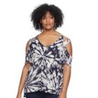 Plus Size Rock & Republic&reg; Strappy Cold-shoulder Tee, Women's, Size: 0x, Blue