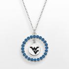Logoart West Virginia Mountaineers Silver Tone Crystal Logo Charm Circle Pendant, Women's, Size: 18, Blue