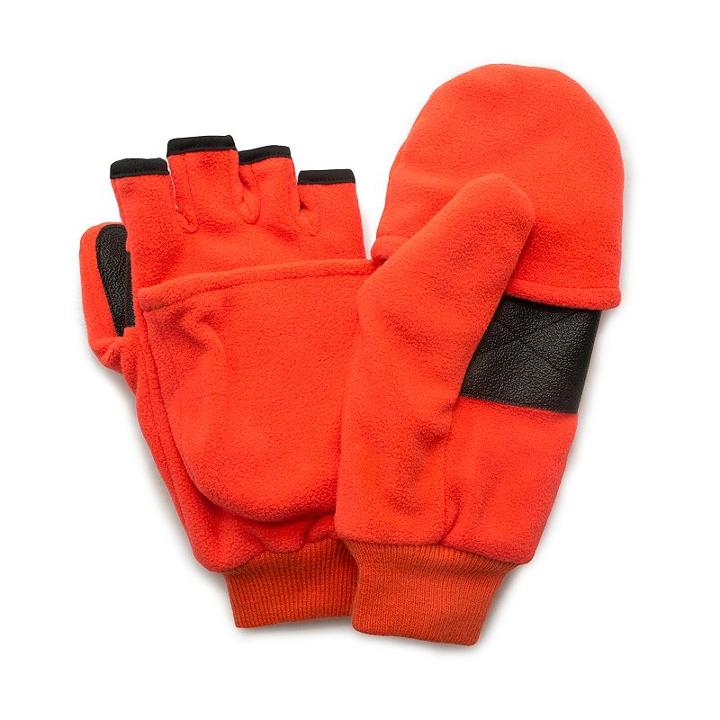 Quietwear Fleece Convertible Flip-top Mittens - Men, Size: Large, Brt Orange