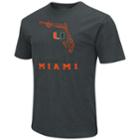 Men's Miami Hurricanes State Tee, Size: Small, Drk Orange