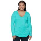 Juniors' Plus Size So&reg; V-neck Long Sleeve Tee, Teens, Size: 2xl, Turquoise/blue (turq/aqua)