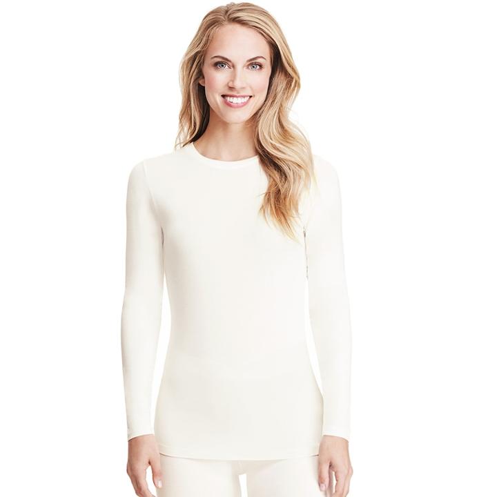 Plus Size Cuddl Duds Softwear Crewneck Top, Women's, Size: 2xl, Lt Beige