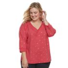 Plus Size Sonoma Goods For Life&trade; V-neck Sweatshirt, Women's, Size: 1xl, Dark Red