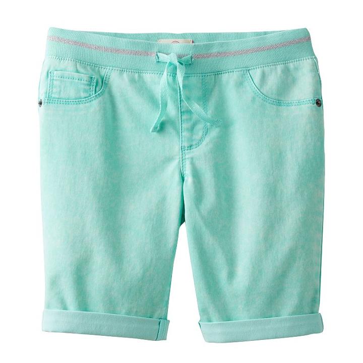 Girls 7-16 So&reg; Paint Splatter Ribbed Waist Bermuda Shorts, Girl's, Size: 16, Turquoise/blue (turq/aqua)