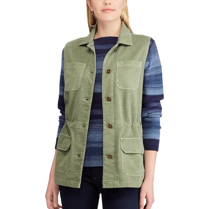 Women's Chaps Utility Vest, Size: Small, Green