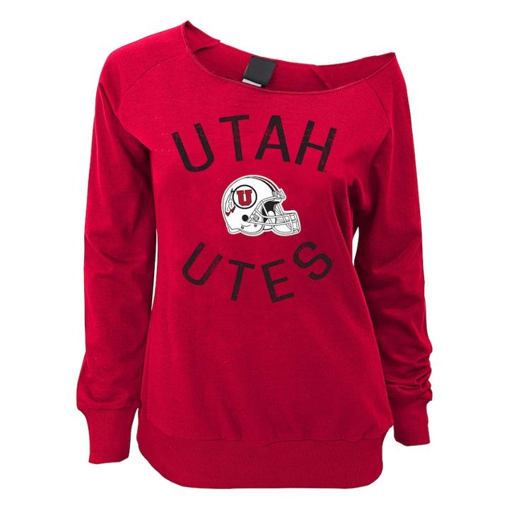 Juniors' Utah Utes Flashdance Slouch Crewneck, Teens, Size: Medium, Dark Red