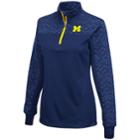 Women's Campus Heritage Michigan Wolverines Scaled Quarter-zip Pullover Top, Size: Xxl, Dark Blue