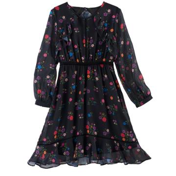 Disney D-signed Coco Girls 7-16 Floral Print Ruffle Dress, Size: Large, Multi