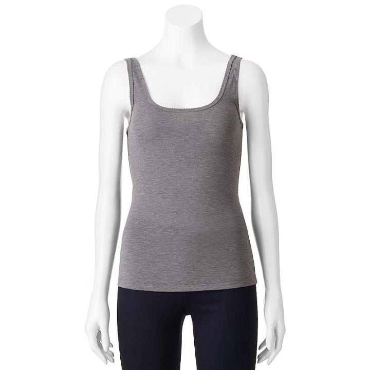 Juniors' So&reg; Scallop Edge Tank, Teens, Size: Xl, Grey (charcoal)