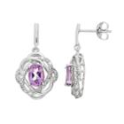 Radiant Gem Sterling Silver Amethyst Oval Knot Drop Earrings, Women's, Purple