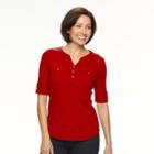 Women's Croft & Barrow&reg; Solid Button-tab Top, Size: Large, Med Red