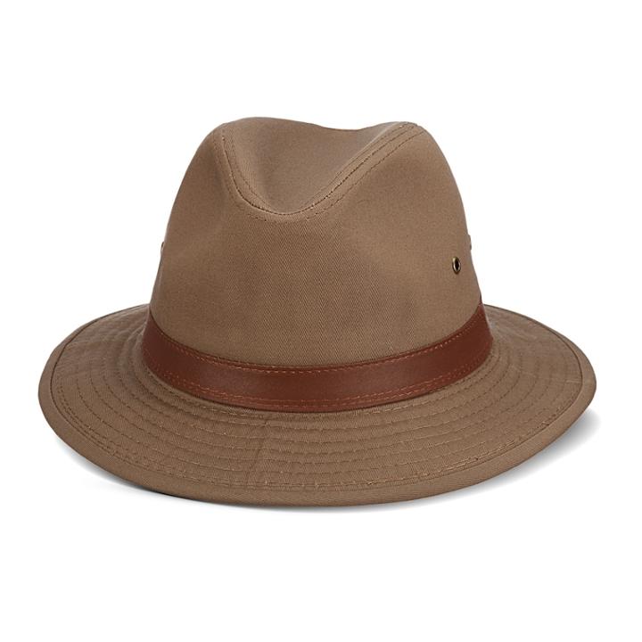 Men's Dpc Washed Twill Safari Hat With Faux-leather Trim, Size: Medium, Multicolor