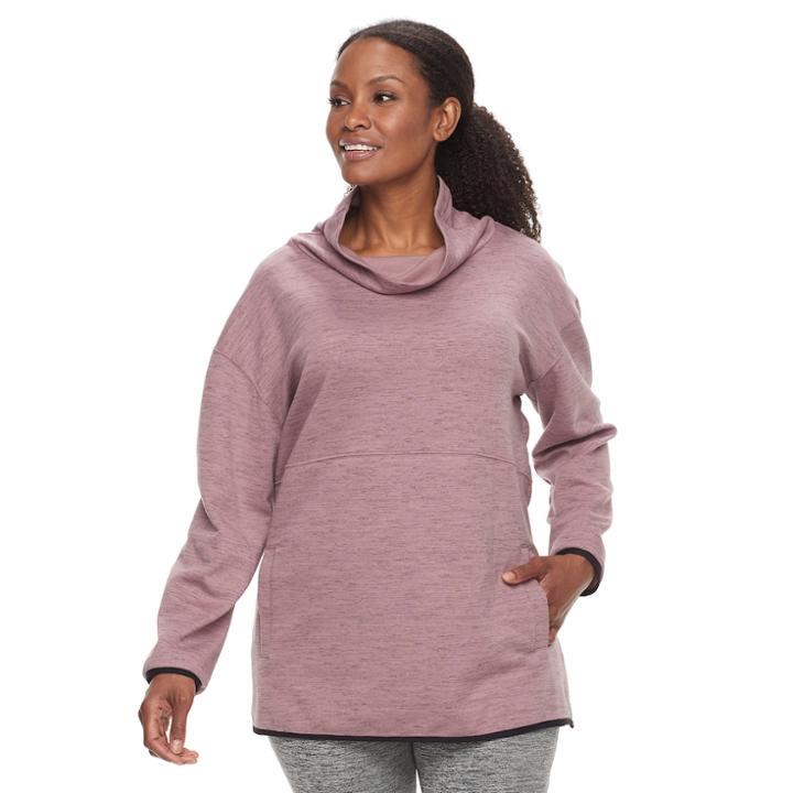 Plus Size Tek Gear&reg; Fleece Funnel Neck Pullover Top, Women's, Size: 2xl, Dark Pink